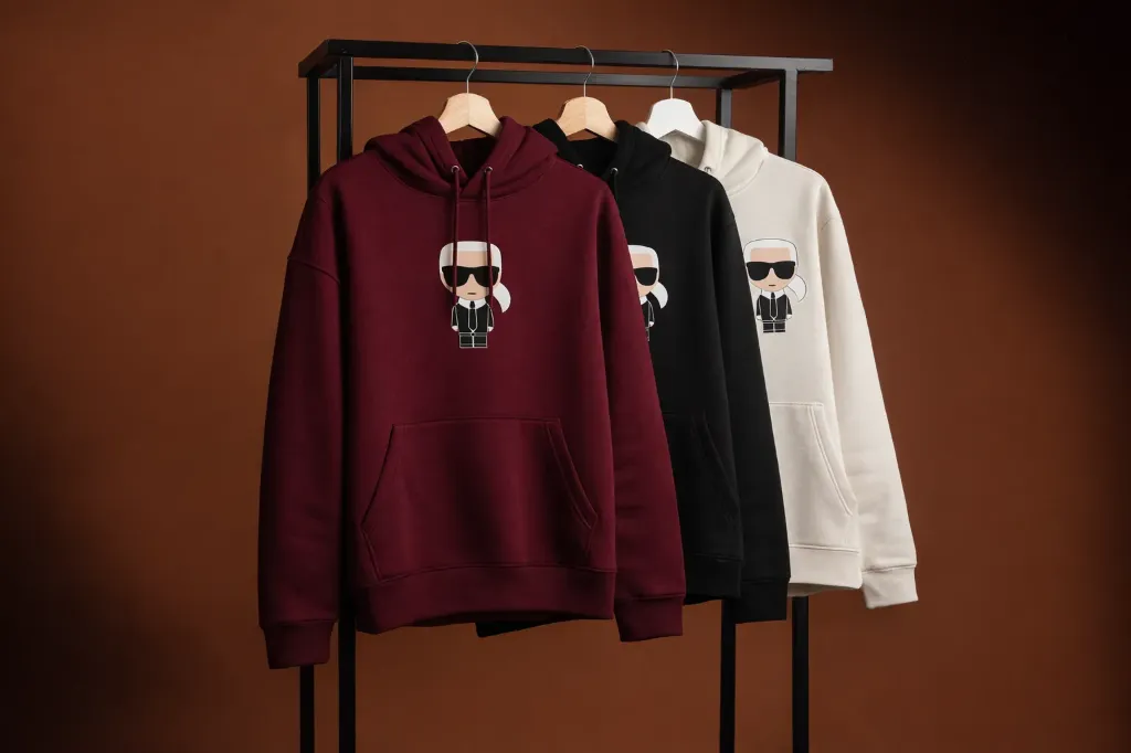 هودي KARL ميلتون قطن 100% مبطن – تلبيس أوفر سايز تريندي (ابيض, L)